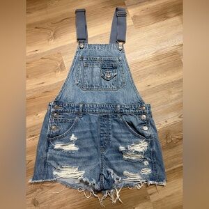 American Eagle Outfitters Light Blue Denim Overalls